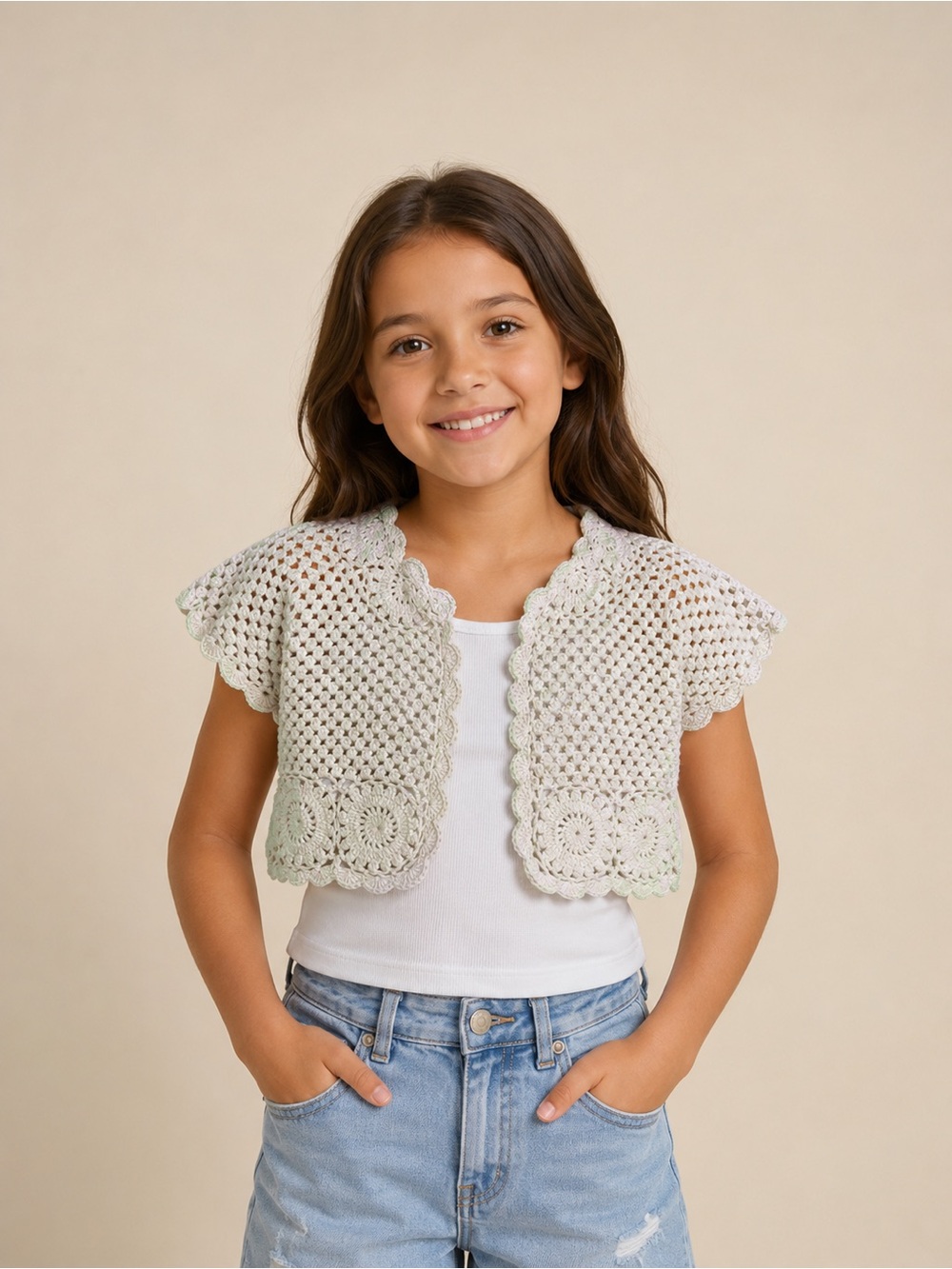 H&M Crochet Shrug in Off-White